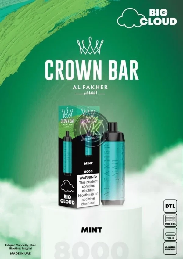 Al Fakher Crown Bar 8000 Puffs Gum Mint